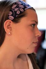 Photo of model wearing Betty Band Handmade Headband.