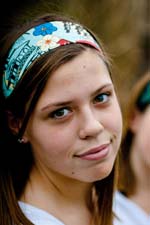 Photo of model wearing Betty Band Handmade Headband.