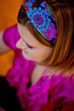 Photo of model wearing Betty Band Handmade Headband.