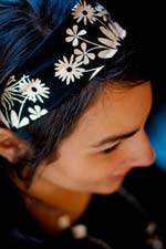 Photo of model wearing Betty Band Handmade Headband.